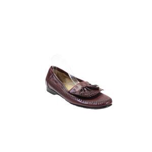 Santoni Men's Round Toe Tassel Leather Slip-On Loafers Burgundy Size 11.5
